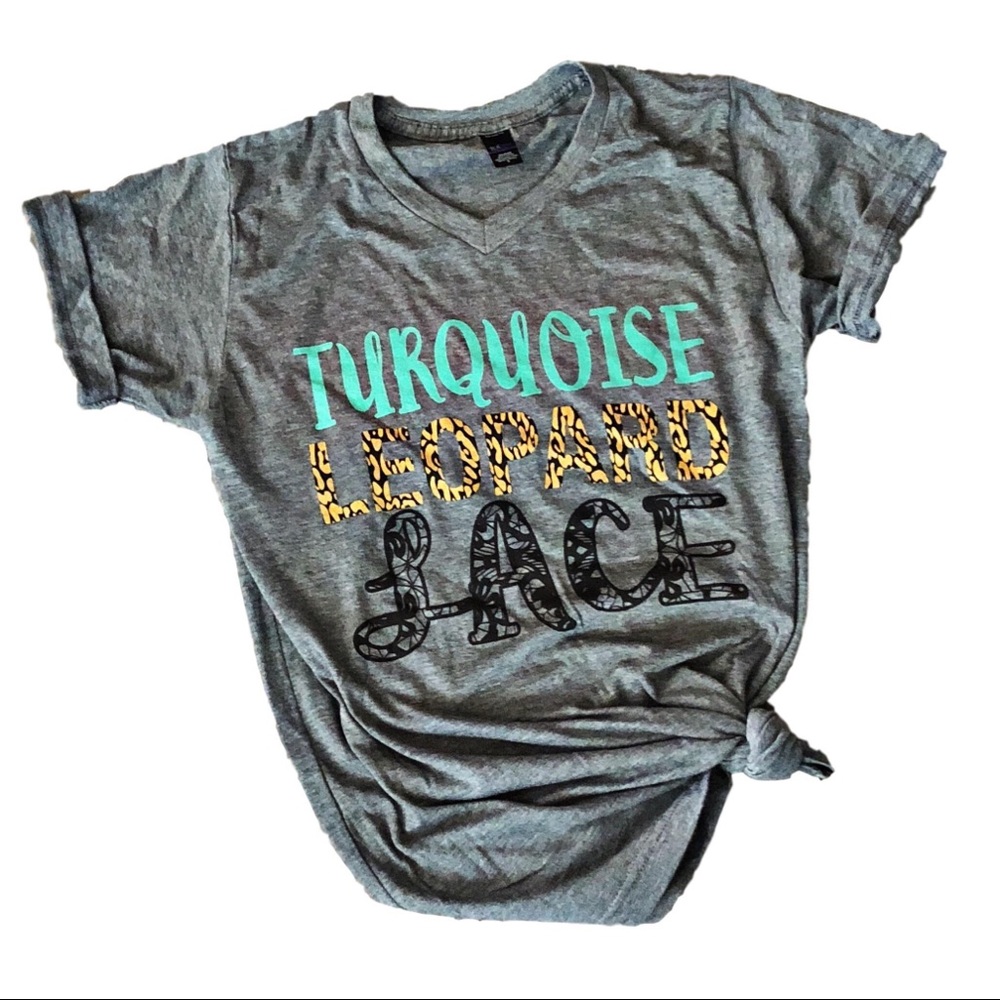 Turquoise Leopard Lace T-Shirt